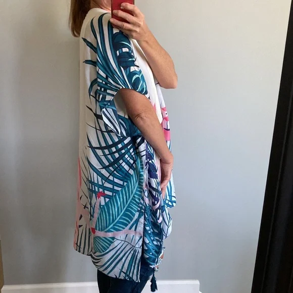 Flamingo Print Boho Kimono - Picture 4 of 9